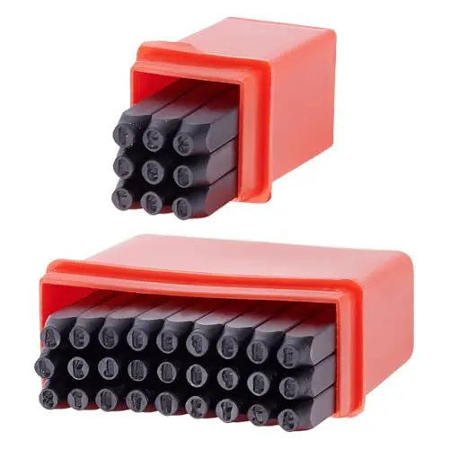 Produktbild: UNICRAFTALE 2 Set 3.7x2.8mm Metall Buchstabenstanzer Set Stahl Zahlen Und Buchstaben Stempel Set Mit Etui Stanzwerkzeug Set Zum Prägen von Metallstempeln Kunststoff Holz Leder