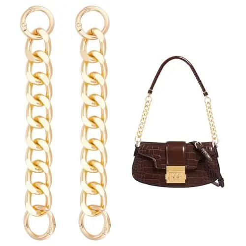 Produktbild: UNICRAFTALE 2 Stück Kurze Taschenketten Geldbörsenriemenver Längerung 16cm Goldene Handtaschen Verlängerungskette Schulterriemen für Taschen Für Crossbody Schulter Handtaschen Taschen Zubehör