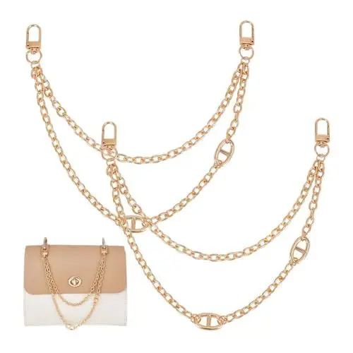 Produktbild: UNICRAFTALE 2 Stück Kurze Taschenketten Geldbörsenriemenver Längerung 29.4cm Goldene Handtaschen Verlängerungskette Schulterriemen für Taschen Für Crossbody Schulter Handtaschen Taschen Zubehör