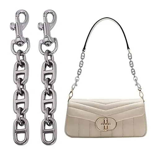 Produktbild: UNICRAFTALE 2 Stück Taschen Verlängerungsketten Legierungs 120 mm Rotguss Umhängetaschenriemen Verlängerungsketten Mit Drehbarer Ösenschraube Karabinerhaken Für Taschenriemen Ersatzzubehör