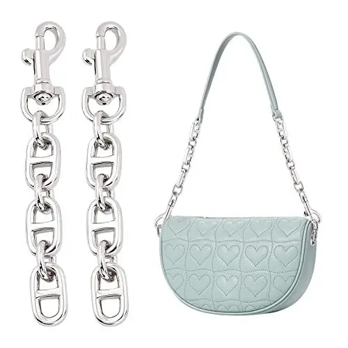 Produktbild: UNICRAFTALE 2 Stück Taschen Verlängerungsketten Legierungs 120mm Platin Crossbody Schultertaschenriemen Verlängerungsketten Mit Drehbarer Ösenschraube Karabinerhaken Für Taschenriemen Ersatzzubehör