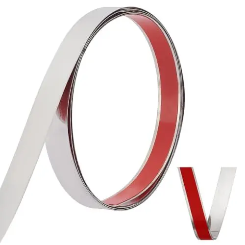 Produktbild: UNICRAFTALE 2 m Wandleiste 201 Edelstahl Abziehen Aufkleben Selbstklebende Flexible Zierleiste Wandleiste Für Wand Spiegel Möbel Tür Kleiderschrank Edelstahl Farbe 20 mm Breit