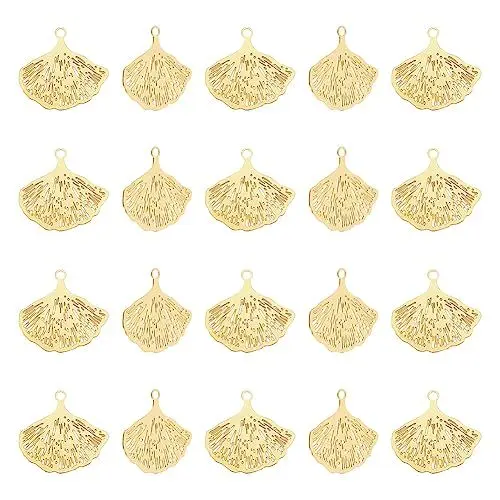 Produktbild: UNICRAFTALE 30 Stk Echte 18K Vergoldete 201 Ginkgoblatt Charms Metallverzierungen Pflanzen Charms Herbstblätter Tropfen Baumelnde Ohrringe Charm Für Armbänder Halsketten DIY Schmuckherstellung