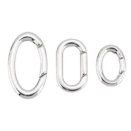 Produktbild: UNICRAFTALE 3 STK 3 Stile Karabiner Ringe Edelstahl Schnappverschlüsse Ovale Verschlüsse Karabinerhaken Feder Schlüsselanhänger Spring Gate Ringe Für Taschen Geldbörsen Schultergurte