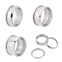 Produktbild: UNICRAFTALE 3 Sets 3 Größen Gerillte Fingerringe Set 316 Abnehmbarer Edelstahl Ring Rohlinge 19.9mm Fingerring Für Inlay Ring Schmuckherstellung Polierter Komfort Gerillter Fingerring