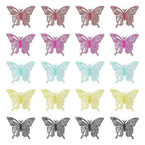 Produktbild: UNICRAFTALE 40 Stück 5 Farben Schmetterlings Charms Sprühlackiert 340 Edelstahl Charms Geätzte Metall Anhänger DIY Halskette Armband Charms Für Die Schmuckherstellung Bastelzubehör