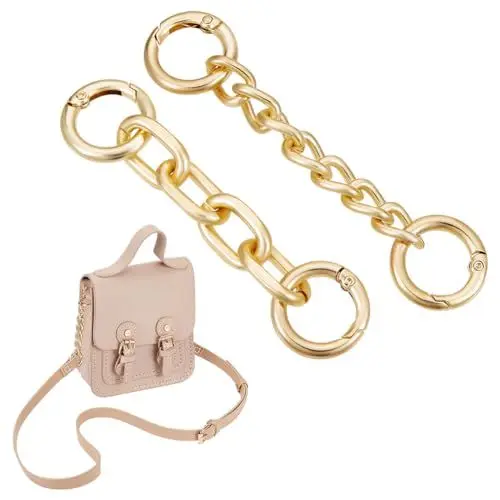 Produktbild: UNICRAFTALE 4 Stück 2 Stile Taschen Verlängerungsketten Legierungs 9.2~10.3cm Goldene Crossbody Schultertaschenriemen Verlängerungsketten Mit Drehbarer Augenschraube Karabinerhaken Für Taschenriemen