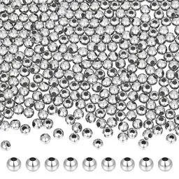 Produktbild: UNICRAFTALE 500 Stück 5 mm Durchmesser 304 Edelstahl Runde Perlen Glatte Runde Abstandsperlen Winzige Hohle Distanzperlen Metall Perlen Für Schmuck Armbänder Halsketten Heimwerkerarbeiten