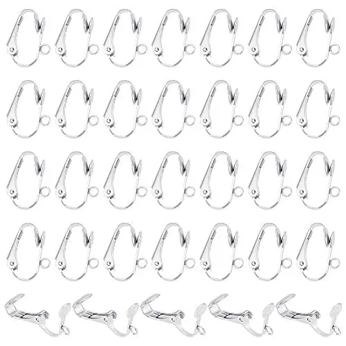Produktbild: UNICRAFTALE 50 Stk Ohrclips Zubehör Edelstahl Ohrring Konverter Nicht Piercing DIY Ohrring Zubehör Ohrring Haken DIY Ohrclips Ohrring Für Schmuckherstellung 16 mm