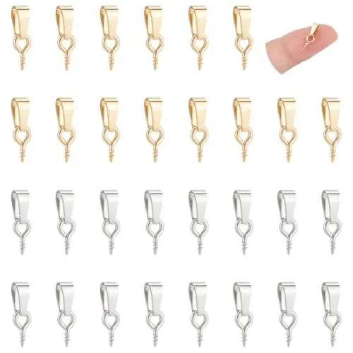 Produktbild: UNICRAFTALE 80 Stück 2 Farben Schraubösen Ösenschraube Kleine Augennadeln Ringschraube Set Ösenösen Ösenstifte Edelstahl Mit Klemmbügel Ösenhaken Schrauben Für Halbgebohrte Perlen Charms Korkflaschen