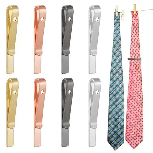 Produktbild: UNICRAFTALE 8 Stück 4 Farben Krawattenklammern Für Herren Krawattenklammer Schmale Krawattennadel Für Herren Messing Krawattennadel Schmaler Krawattenverschluss Klassischer Krawattenklammer Kraw Set