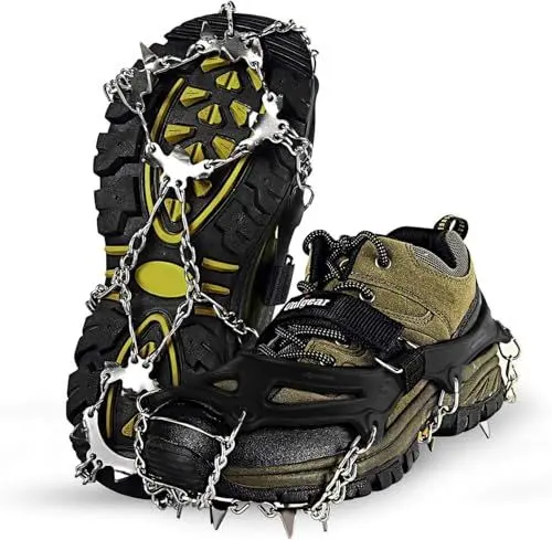 Produktbild: Unigear Steigeisen für Bergschuhe, Schuhkrallen, Eisspikes, Schneekette, Grödel und Spikes für Klettern Bergsteigen Trekking High Altitude Winter Outdoor