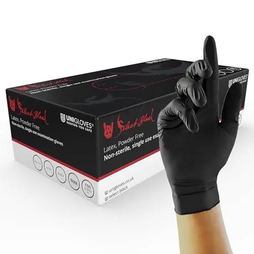 Produktbild: UNIGLOVES GT002 1-XS Select Latexhandschuhe, Puderfrei, Schwarz, Größe XS (Packung mit 100 Einzelhandschuhen)