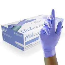 Produktbild: UNIGLOVES Sapphire Pearl Nitril-Untersuchungshandschuhe - vielseitig einsetzbar, puderfreie und latexfreie Einweghandschuhe - Box mit 100 Handschuhen, Saphir, Klein (GP0082)