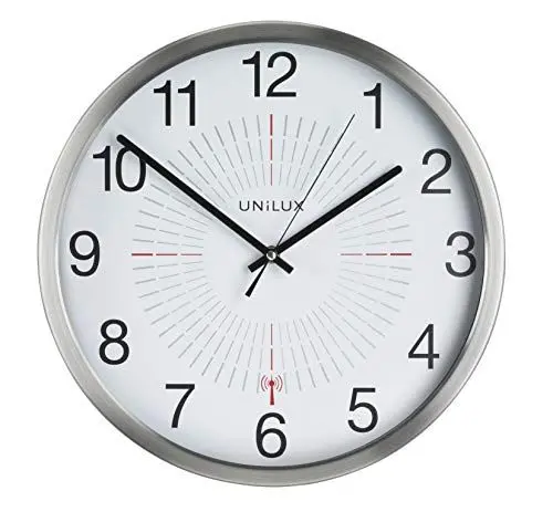 Produktbild: Unilux Funk-Wanduhr, 35,5cm, silbergrau