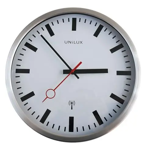Produktbild: Unilux Wanduhr Station Bahnhofsuhr mit Funksteuerung und leisem Uhrwerk