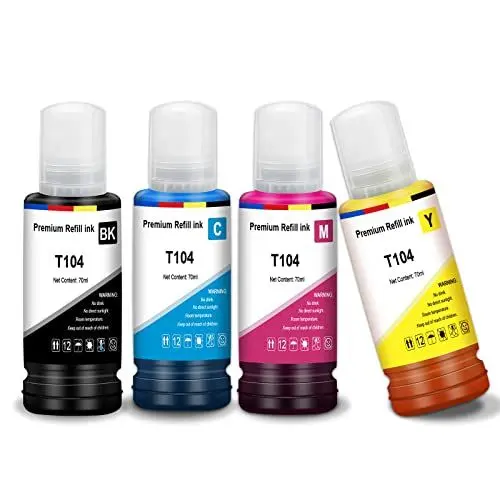 Produktbild: UniPlus Tinte E104 ET-2870 ET-2810 ET-2820 ET-1810 ET-2720 ET-2840 ET-2826 Druckerpatronen Kompatibel für Epson E104 Multipack Refill Kompatibel für Epson Ecotank ET-2830 ET-2821 ET-4800 ET-4700