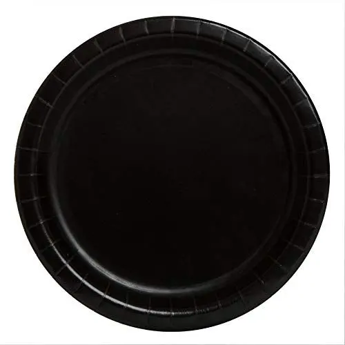 Produktbild: Unique Party Supplies 3204EU Umweltfreundliche Pappteller-18 cm-Schwarz Farbe-Packung mit 8 Stück, Black