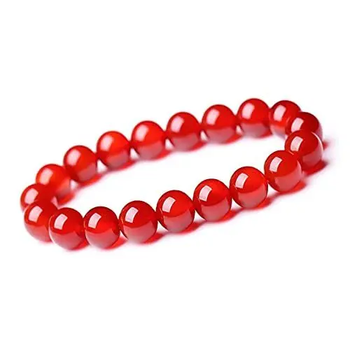 Produktbild: Unique Gems Perlenarmband Damen roter Achat Ø 8mm Perlen Buddha Naturstein Armband Juweliers Qualität