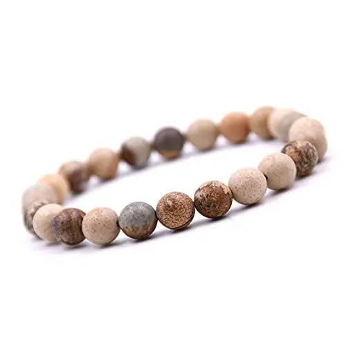 Produktbild: Unique Chakra Buddha Jaspis Perlen Armband 8mm Energiearmband Damen Heilsteine dehnbar 16cm bis 19cm Juweliers Qualität