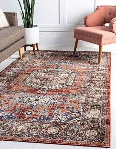 Produktbild: Unique Loom Utopia-Kollektion, traditionelle geometrische Tribal-Töne, Terrakotta-Bereich, Teppich, 244 x 305 cm