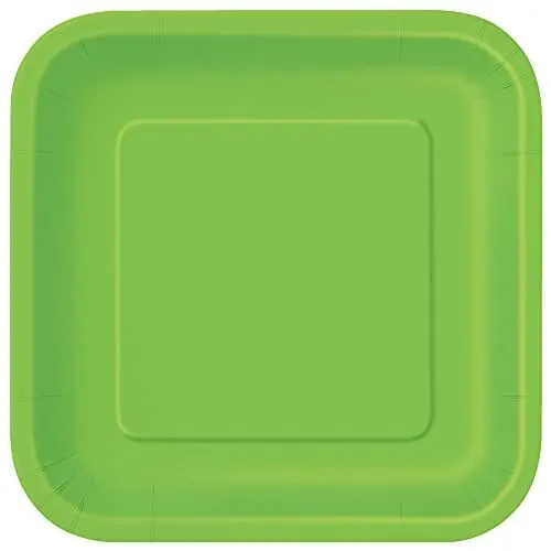 Produktbild: Unique Quadratische Umweltfreundliche Pappteller - 18 cm - Limettengrüne Farbe - Packung mit 16 Stück