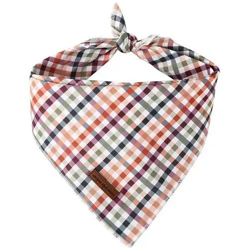 Produktbild: Unique style paws Hundeschal, Triangle Halsdreiecke Für Jungen Mädchen Hunde, Hochwertiger, Strapazierfähiger Stoff, Bunt Kariert Hundehalstücher für Kleine Mittel Große Hunde und Katzen(Groß)