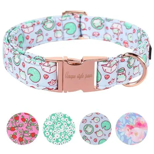 Produktbild: Unique style paws Sommer Hundehalsband Lotus Frosch Geschirre Halsbänder & Leinen für Halsband Hund Breit Kette Dog Collar Zughalsband Geschenke für Kleine Mittlerer Große Hunde S