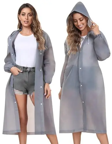 Produktbild: UNIQUEBELLA Regenmantel Eva Travel Transparent Regenponcho Regen Zubehör für Damen und Herren Regenbekleidung Regencape Regenjacke Wasserdicht für Wandern Radfahren Camping und Reisen