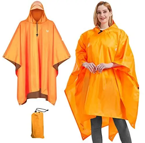 Produktbild: UNIQUEBELLA Regenponcho Regenjacke, 3 in 1 Mehrzweck Poncho Leicht Regenmantel Wasserdicht mit Kapuze - Wiederverwendbar Camping Zelt Campingdecke für Damen/Herren Outdoor Wandern Angeln