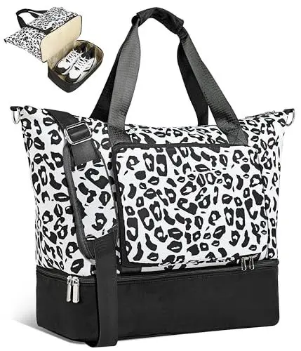Produktbild: UNIQUEBELLA Reisetasche Damen Sporttasche Groß, Faltbare Handgepäck Tasche Weekender Bag - Reise Duffel Bags für Wochenendausflug, Schwimmen, Yoga und Sauna, Sports Reise Gym Flugzeug