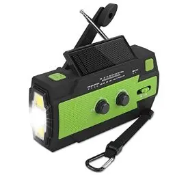 Produktbild: UNIQUEBELLA Solar Radio, Tragbare Notfall Kurbelradio AM/FM 4000mAh Wiederaufladbare Dynamo Baustellenradio Wasserdicht LED Lampe Powerbank Grün