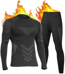 Produktbild: UNIQUEBELLA Upgrade-Version Thermo Unterwäsche Herren, Atmungsaktiv Schnelltrocknend Funktionswäsche Männer Flexibel Skiunterwäsche Set - Warm Thermo Unterwäsche Winter