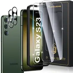 Produktbild: UniqueMe 4 Stück Schutzfolie für Samsung Galaxy S23 Panzer Schutz Glas, 2 Stück Schutzglas und 2 Stück Kameraschutz, 9H Härte Panzerfolie Folie Displayschutz, HD-Klar