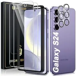 Produktbild: UniqueMe für Samsung Galaxy S24 für Panzerglas, 2 Stück Schutzglas und 2 Stück Kameraschutz, Bruchsichere Schutzfolie für Samsung S24, 9H-Härte Displayschutzfolie, HD-Klar