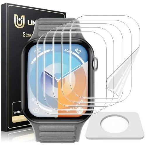 Produktbild: UniqueMe Schutzfolie für Apple Watch 10 46mm Folie - (Flexible TPU) für iwatch 46mm Displayschutz, Blasenfreie, Weich HD Klar Displayfolie, Volle Abdeckung, Anti-Staub 5 Stück