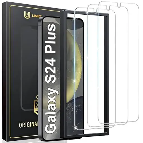 Produktbild: UniqueMe Schutzfolie für Samsung Galaxy S24 Plus Panzer Schutz Glas, 3 Stück für Samsung Galaxy S24 Plus Schutzglas, 9H Härte, HD-Klar, Anti-Kratzer