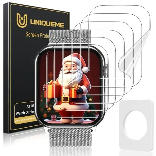 Produktbild: UniqueMe für Apple Watch 41 mm Series 9/8/7 Schutzfolie, 6 Stück Flexible TPU Folie, Maximale Abdeckung Selbstheilung Displayschutz Folie für iWatch 41 mm