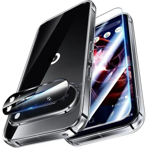 Produktbild: UniqueMe für Google Pixel 9 Pro XL Hülle,5-in-1-Set Handyhülle für Google Pixel 9 Pro XL Case Rundumschutz Schutzhülle Cover,1 Handyhülle & 2 Schutzfolie & 2 Kameraschutz -Transparent
