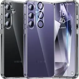 Produktbild: UniqueMe für Samsung Galaxy S24 Hülle, 5-in-1-Set Handyhülle für Samsung S24 Case Rundumschutz Schutzhülle Cover,1 Handyhülle & 2 Schutzfolie & 2 Kameraschutz - Transparent
