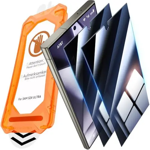 Produktbild: UniqueMe für Samsung Galaxy S24 Ultra für Panzerglas Sichtschutz - (Full Screen Displayschutz) Schutzfolie Sichtschutz für Samsung Galaxy S24 Ultra Schutzglas,Auto Installation,2 Stück
