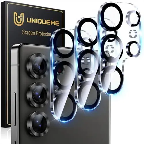 Produktbild: UniqueMe für Samsung Galaxy S25 Ultra Kameraschutz - (Kratzfest, Stabil) Ultra-Klar 9H Härte Kameraschutz für Samsung S25 Ultra Kamera Schutz (3 Stück) - HD Transparent