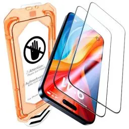 Produktbild: UniqueMe für iPhone 15 Pro Max für Panzerglas - (Full Screen Displayschutz) Schutzfolie für iPhone 15 Pro Max Schutzglas,Auto Installation,2 Stück