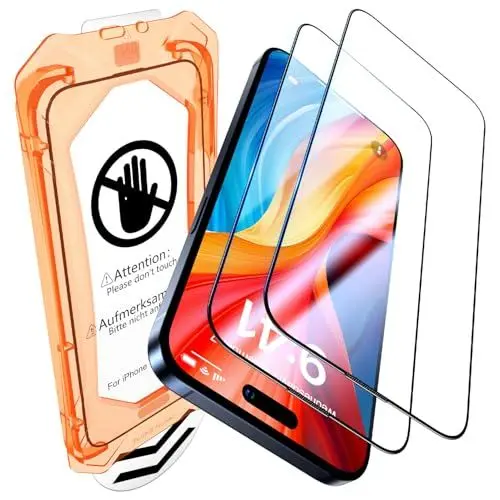 Produktbild: UniqueMe für iPhone 15 Pro Max für Panzerglas - (Full Screen Displayschutz) Schutzfolie für iPhone 15 Pro Max Schutzglas,Auto Installation,2 Stück
