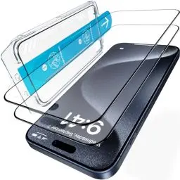 Produktbild: UniqueMe für iPhone 15 Pro für Panzerglas, Automatische Staubentfernung, Schutzfolie Schutzglas Vollständige Abdeckung Blasenfrei Matt Schutzfolie für iPhone 15 Pro Displayschutz, 2 Stück