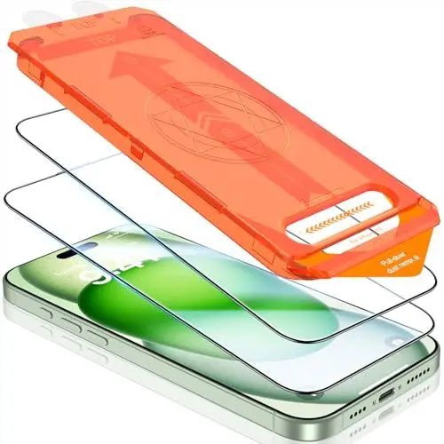 Produktbild: UniqueMe für iPhone 15 für Panzerglas, Full Screen Schutzfolie, Unzerbrechlich Bruchsicher,Kein Staub Keine Blasen, Panzer Schutz Glas Folie für iPhone 15 Displayschutzfolie