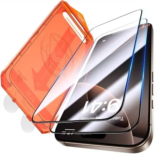Produktbild: UniqueMe für iPhone 16 Pro für Panzerglas - Full Screen TOP Bruchsicherheit 9H Displayschutz für iPhone 16 Pro Folie Entspiegelte Schutzlas, 2 Stück