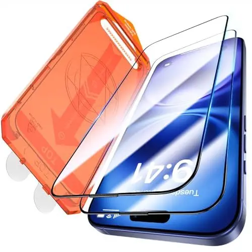 Produktbild: UniqueMe für iPhone 16 für Panzerglas - Full Screen TOP Bruchsicherheit 9H Displayschutz für iPhone 16 folie Entspiegelte Schutzlas, 2 Stück