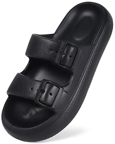 Produktbild: Unisex Badeschuhe Herren Damen Cozislides Original Cloudyzz Badelatschen Slides Sandalen Badeschlappen rutschfest Doppelschnalle Wolke Hausschuhe Sommer Home Slippers Pantoletten