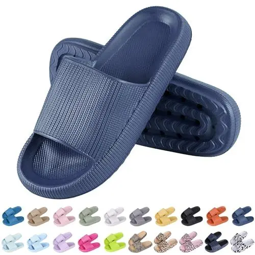 Produktbild: Unisex Bathing Slippers for Women Men Summer Non-Slip Bath Slippers Women's Cosy Slides, Cloud Shoes Women's Thick Slippers, Summer Mules, Flip Flops, Slippers for Indoor and Outdoor Use(blau#1,38)